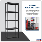 Sealey Plastic Racking Unit APPR5 125kg Capacity 5 Shelves