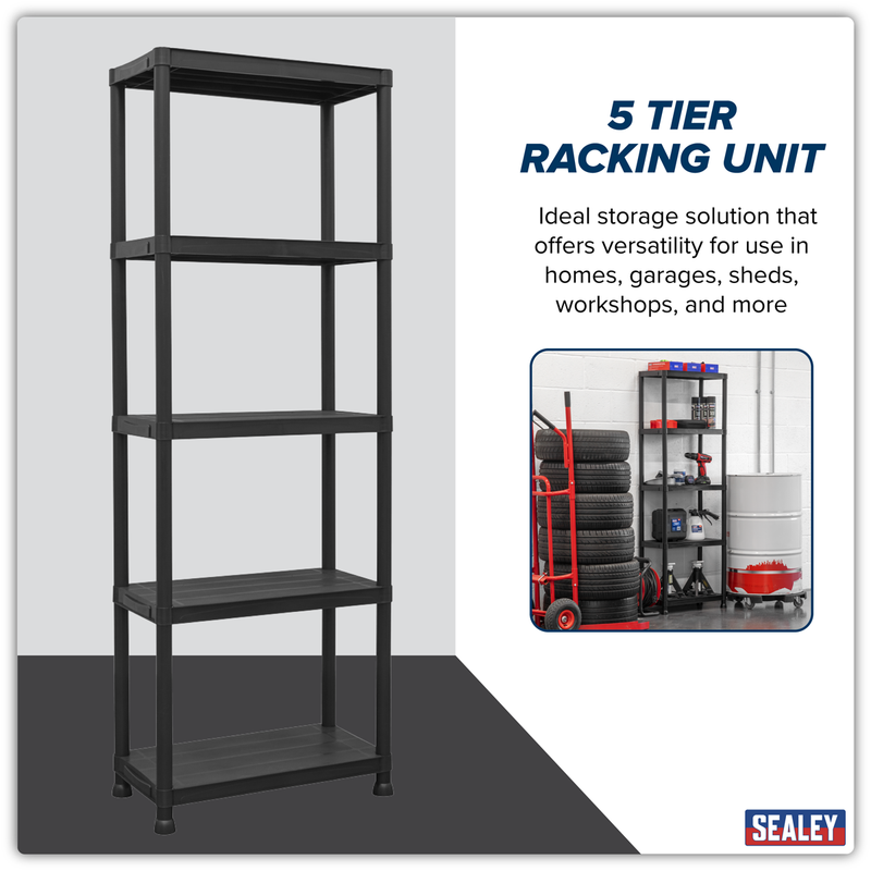 Sealey Plastic Racking Unit APPR5 125kg Capacity 5 Shelves