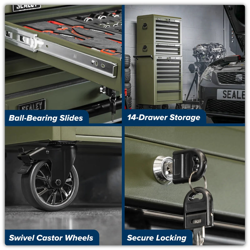 Sealey Tool Chest Combination 14 Drawer - Khaki