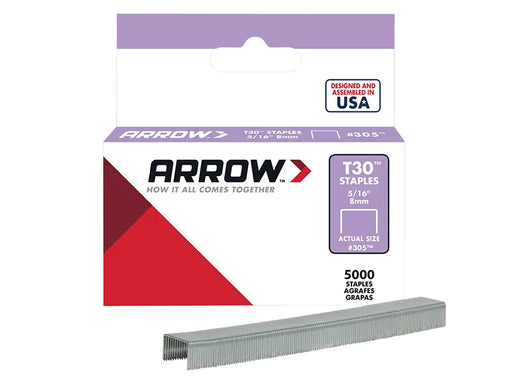 Arrow T30 Staples 305IP 8mm (5/16in) (Box 5000) - A305IP