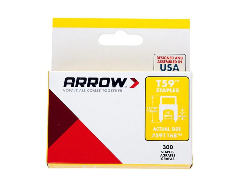 Arrow T59 Insulated Staples Clear 6-8mm x (Box 300)