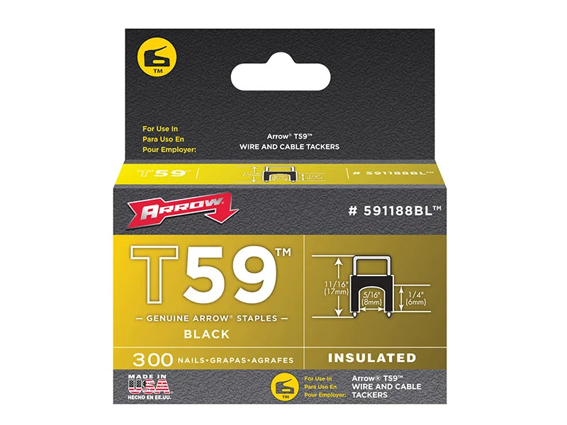 Arrow T59 Insulated Staples Black 6-8mm x (Box 300)