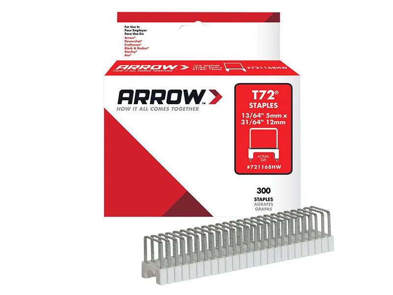 Arrow T72HW Clear Insulated Staples for Hardwood 5 x 12mm (Box 300) - A721168HW