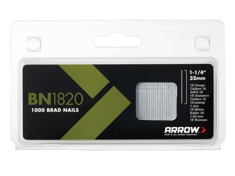 Arrow BN1820 Brad Nails 32mm 18g (Pack 1000) - ABN1820
