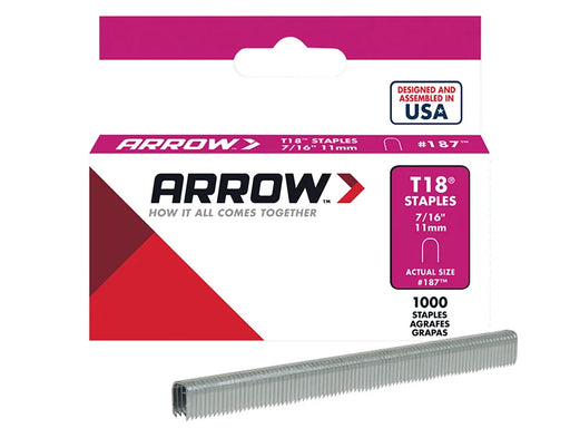 Arrow T18 Staples 11mm (7/16in) (Box 1000) - A187
