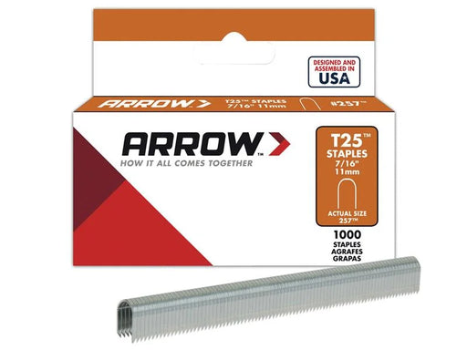 Arrow T25 Staples 11mm (7/16in) (Box 1000) - ARRT25716S