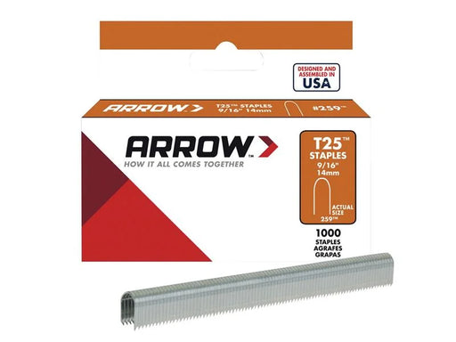Arrow T25 Staples 14mm (9/16in) (Box 1000) - ARRT25916S