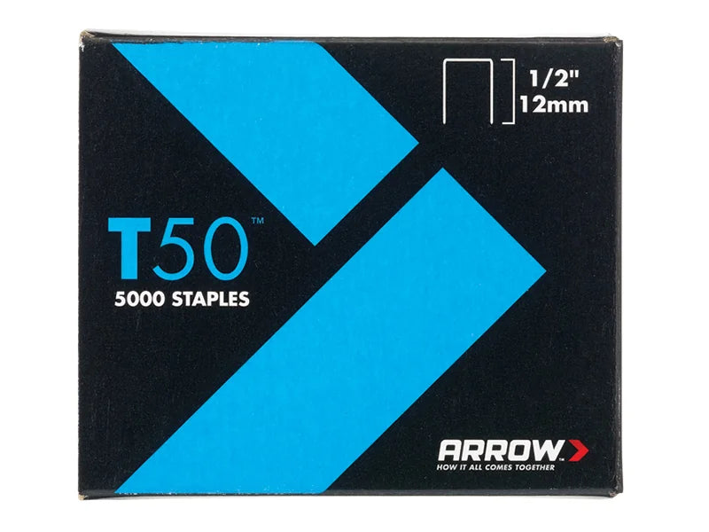 Arrow T50 Staples 12mm (1/2in) (Pack 5000, 4 x 1250) - A508