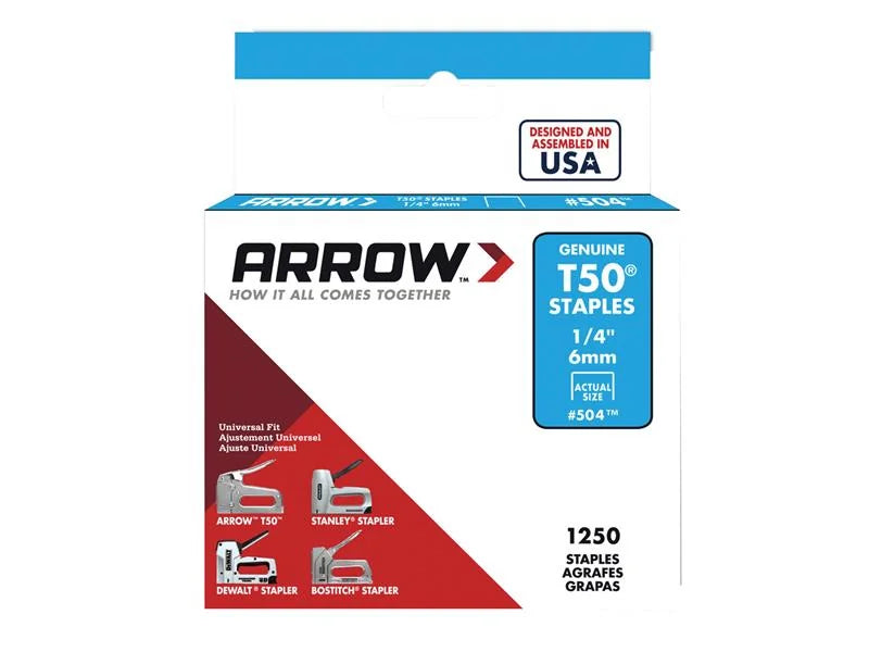 Arrow T-50 Staples 1/4in x 1250 A50424 - A50424