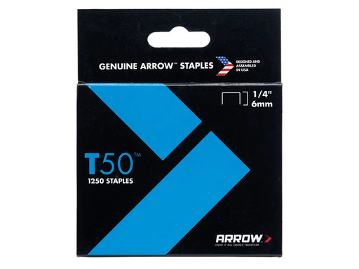 Arrow T50 Staples 6mm (1/4in) (Pack 5000, 4 x 1250) - A504