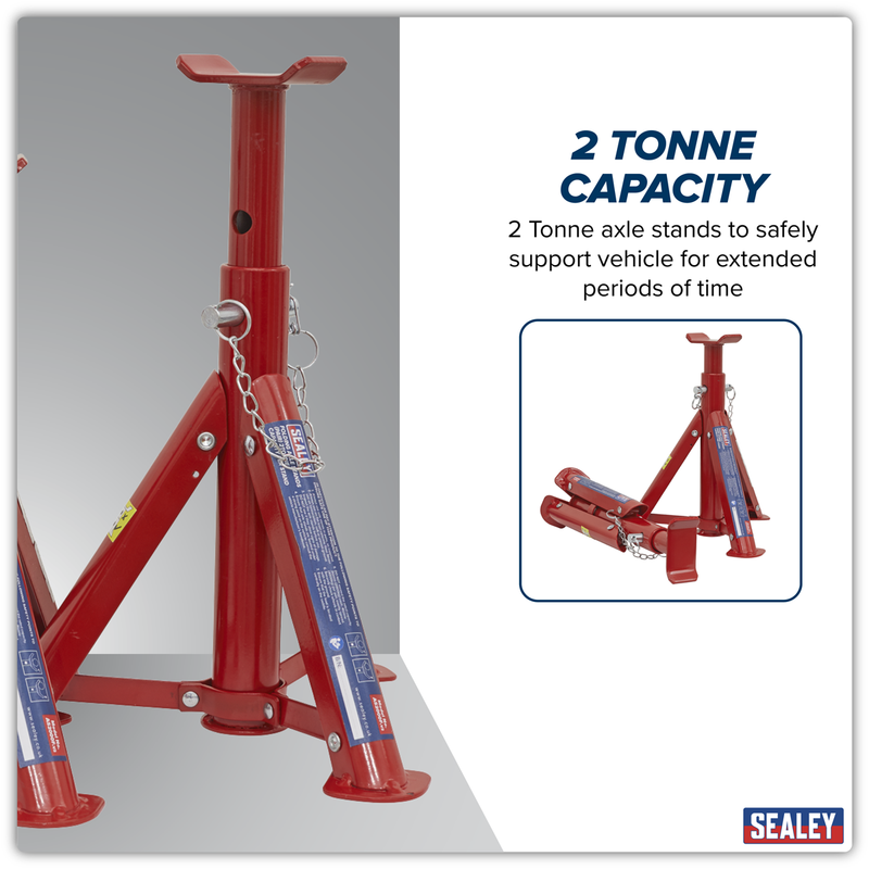 Sealey Folding Axle Stands AS2000F 2 Tonne Capacity (Pair)
