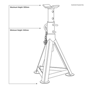Sealey Axle Stands Pair 2.5 Tonne Capacity Max Height 506mm