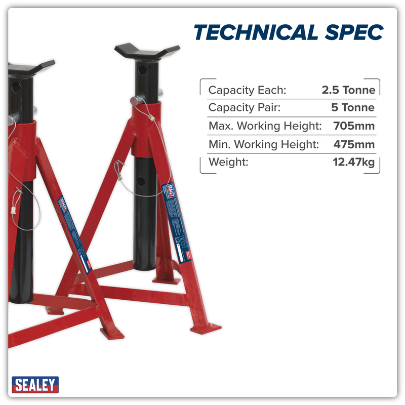 Sealey Axle Stands AS3000 2.5 Tonne Capacity Medium Height