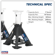 Sealey Premier Axle Stands Pair 7 Tonne Capacity AS7S