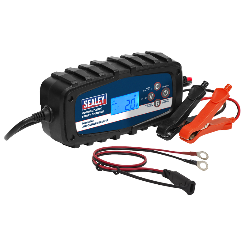 Sealey 6/12V Compact Auto Smart Charger & Maintainer 4A
