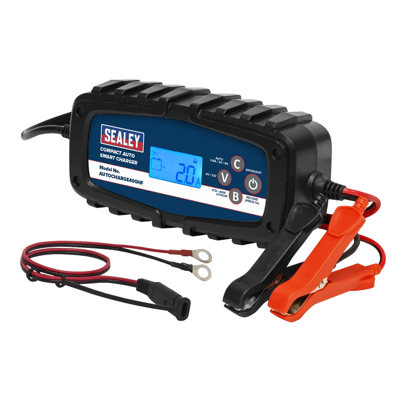Sealey 6/12V Compact Auto Smart Charger & Maintainer 4A