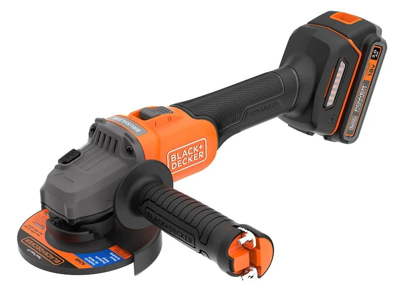Black + Decker BCG6L8D13 POWERCONNECT™ Brushless Angle Grinder 18V 1 x 2.0Ah