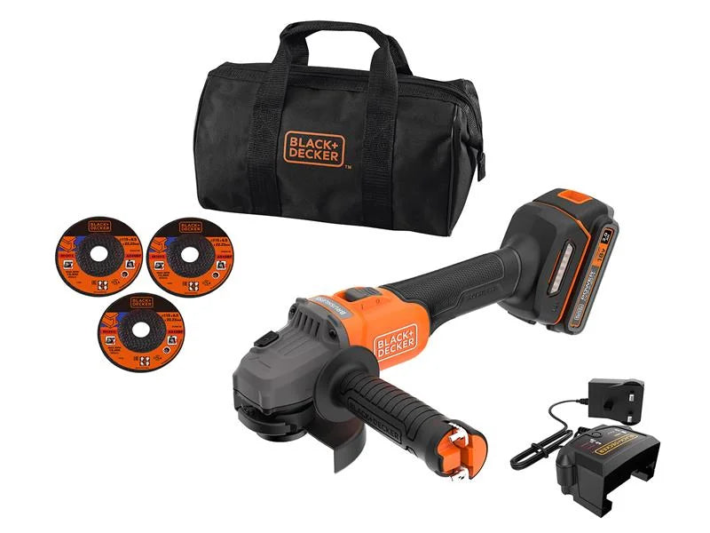 Black + Decker BCG6L8D13 POWERCONNECT™ Brushless Angle Grinder 18V 1 x 2.0Ah