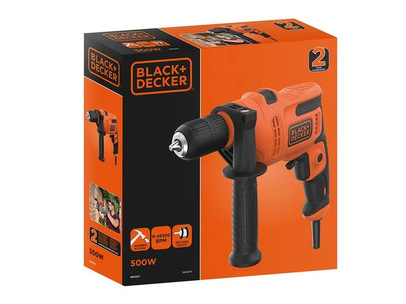 Black + Decker BEH200 Electric Hammer Drill 500W 240V - BEH200-GB
