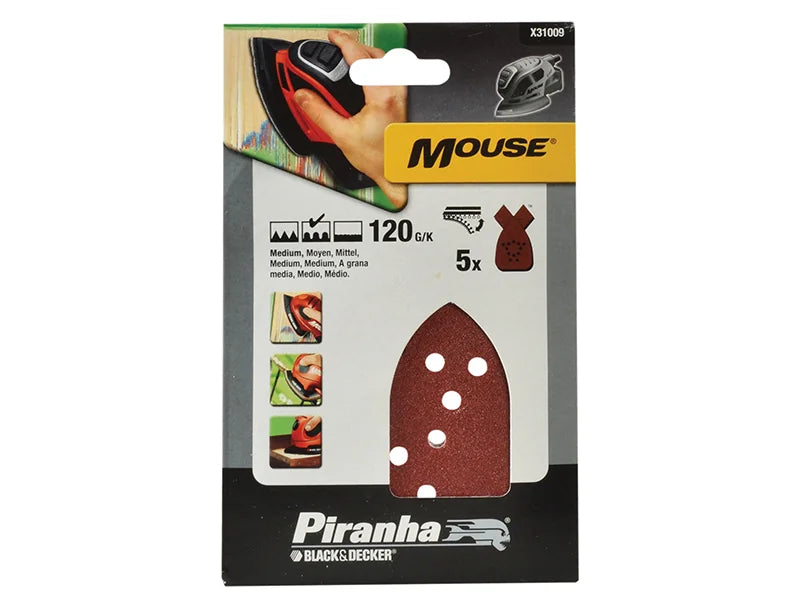 Black + Decker X31009 Mouse Sanding Sheets 120g (Pack 5) - X31009