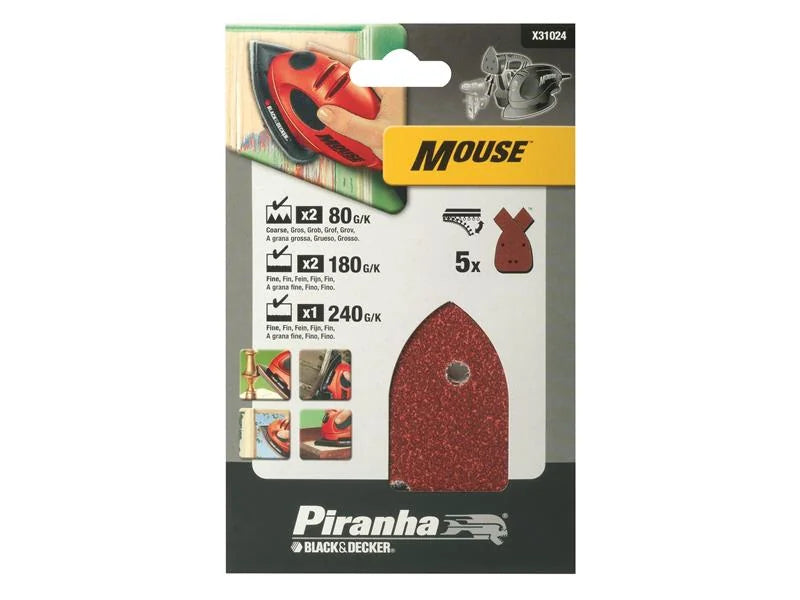 Black + Decker X31024 Mouse Sanding Sheets Assorted (Pack 5) - X31024
