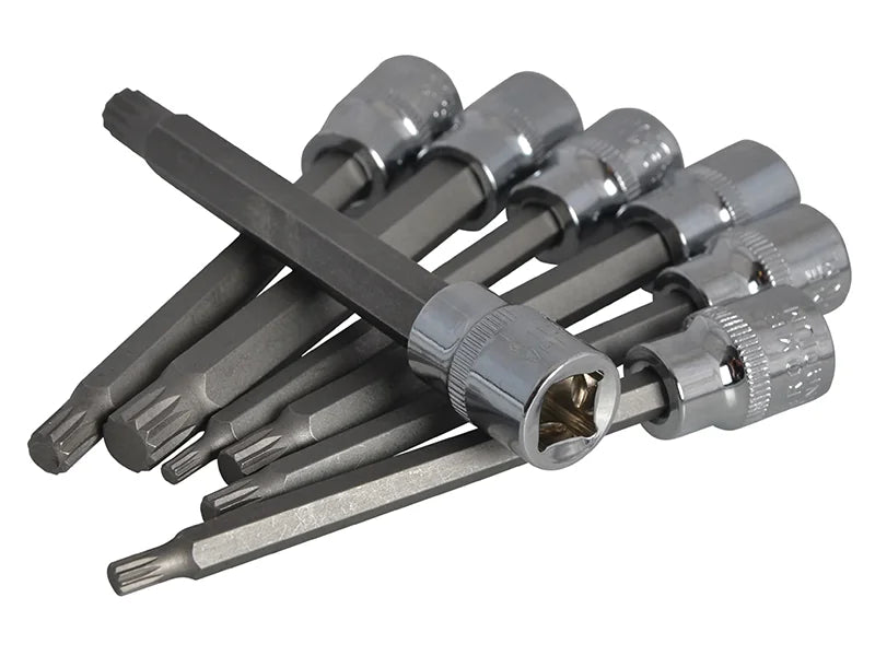 BlueSpot Tools 3/8in Drive Extra Long Spline Socket Bit Set, 7 Piece - 01512