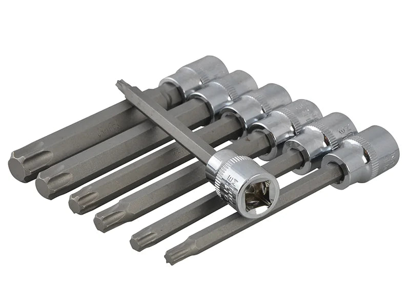 BlueSpot Tools 3/8in Drive Extra Long TORX Socket Bit Set, 7 Piece - 01514