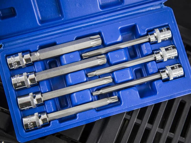 BlueSpot Tools 3/8in Drive Extra Long TORX Socket Bit Set, 7 Piece - 01514
