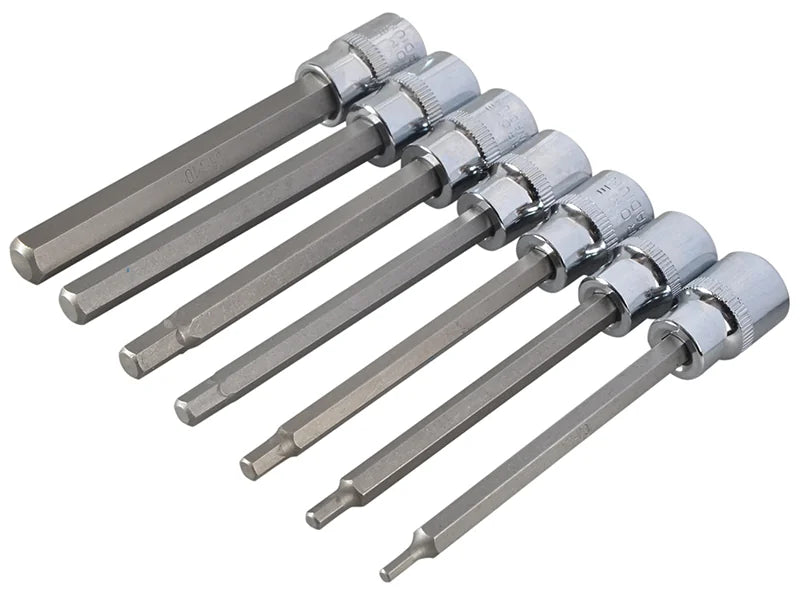 BlueSpot Tools 3/8in Drive Extra Long Hex Socket Bit Set, 7 Piece - 01516