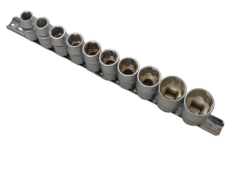 BlueSpot Tools 1/2in Drive Socket Set on Rail, 10 Piece - 01526