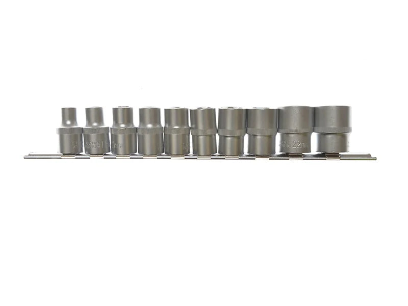 BlueSpot Tools 1/2in Drive Socket Set on Rail, 10 Piece - 01526