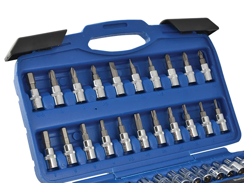 BlueSpot Tools 1/4in Square Drive Socket & Bit Set, 46 Piece - 01530