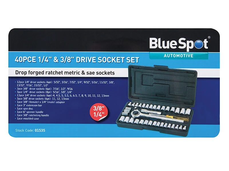 BlueSpot Tools Mixed Drive Socket Set, 40 Piece - 01535