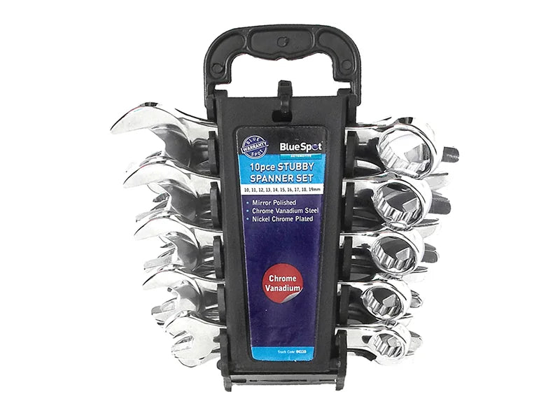 BlueSpot Tools Stubby Combination Spanner Set, 10 Piece - 04110