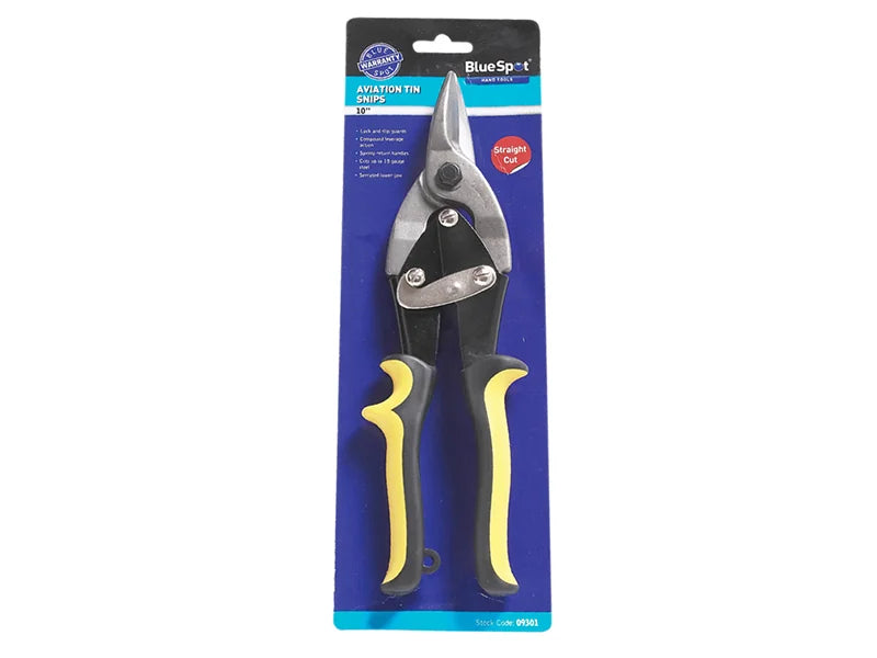 BlueSpot Tools Aviation Tin Snips Straight Cut 250mm (10in) - 09301