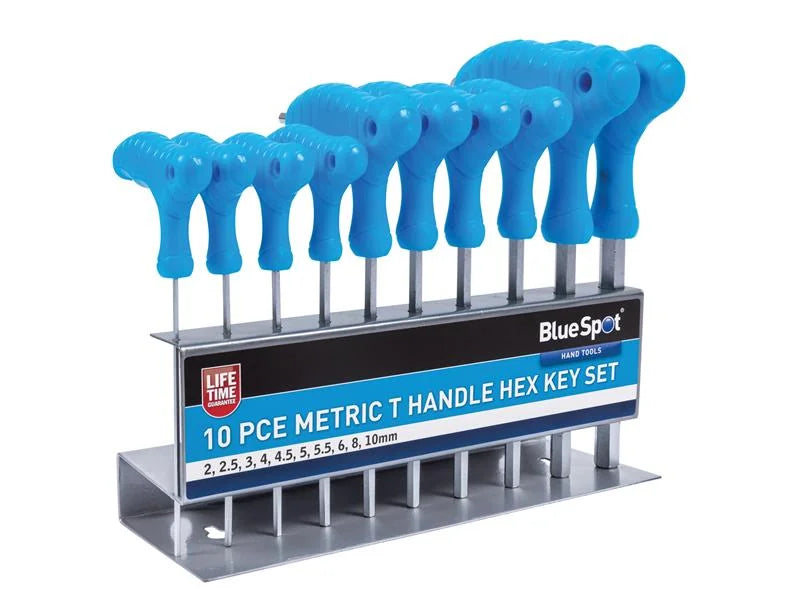 BlueSpot Tools Metric T-Handle Hex Key Set, 10 Piece - 12185