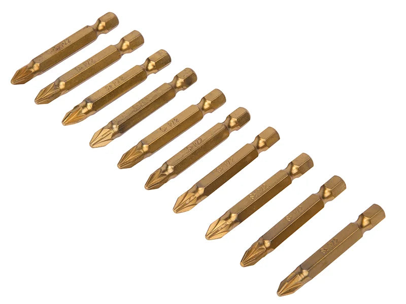BlueSpot Tools Titanium Coated Screwdriver Bits PZ2 x 50mm (Pack 10) - 14105