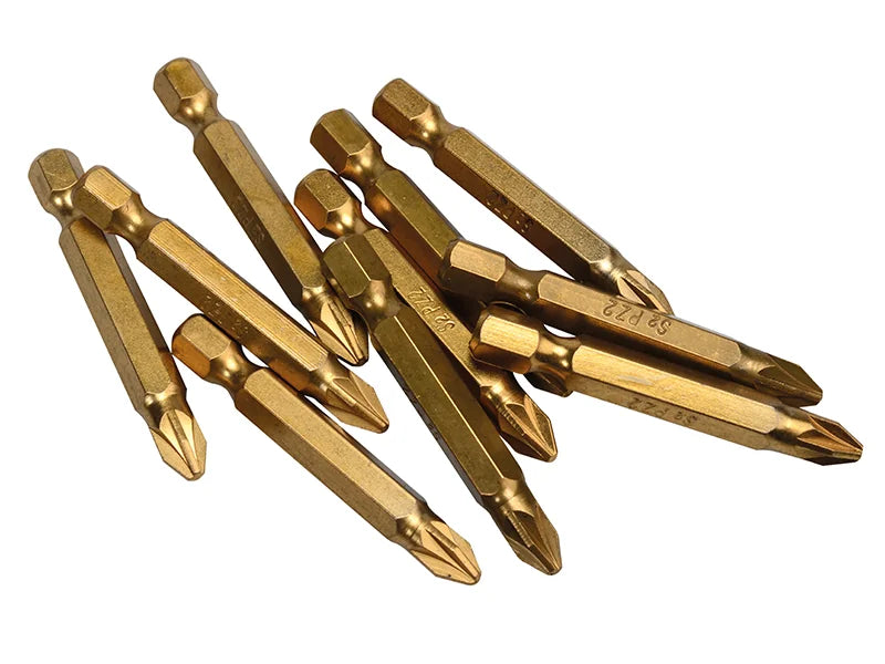 BlueSpot Tools Titanium Coated Screwdriver Bits PZ2 x 50mm (Pack 10) - 14105
