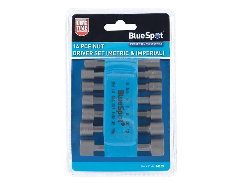 BlueSpot Tools Metric & Imperial Nut Driver Set, 14 Piece - 14109