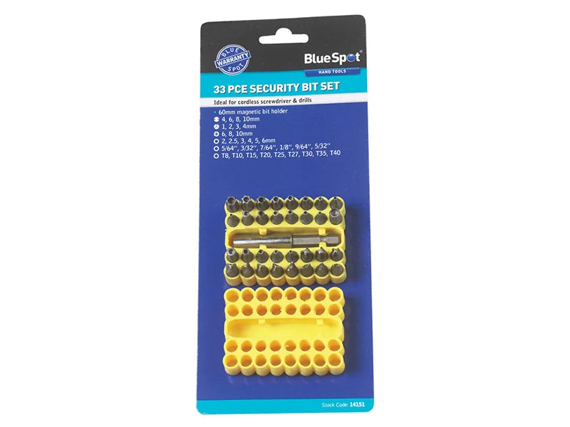 BlueSpot Tools Security Bit Set, 33 Piece - 14151