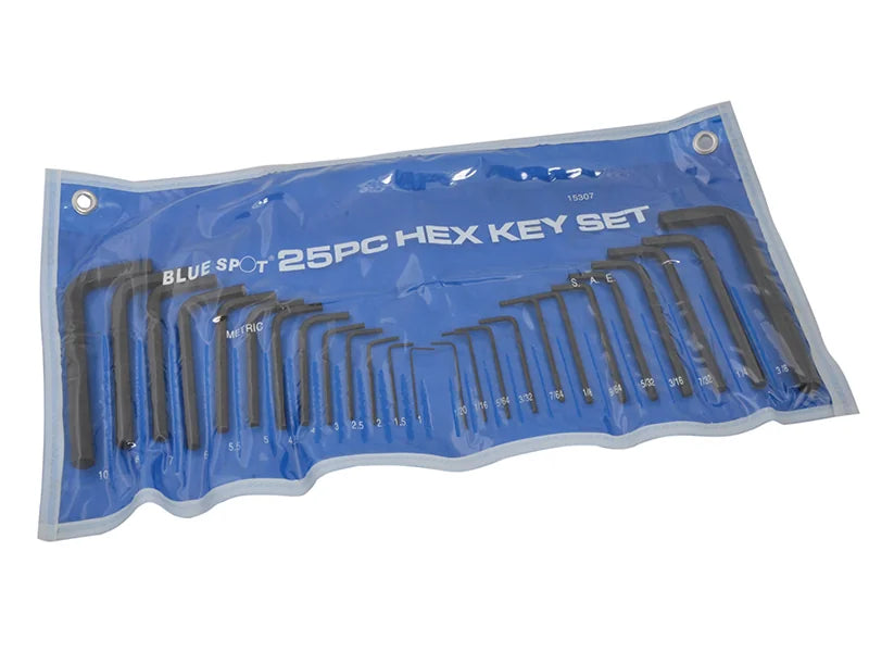 BlueSpot Tools Metric & Imperial Hexagon Key Pouch Set, 25 Piece - 15307