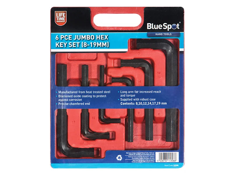 BlueSpot Tools Jumbo Hex Key Set, 6 Piece - 15308