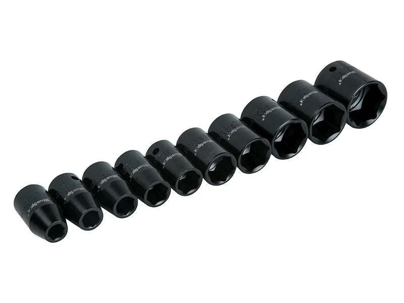 BlueSpot Tools 1/2in Metric Impact Socket Set 9-27mm, 10 Piece - 1537