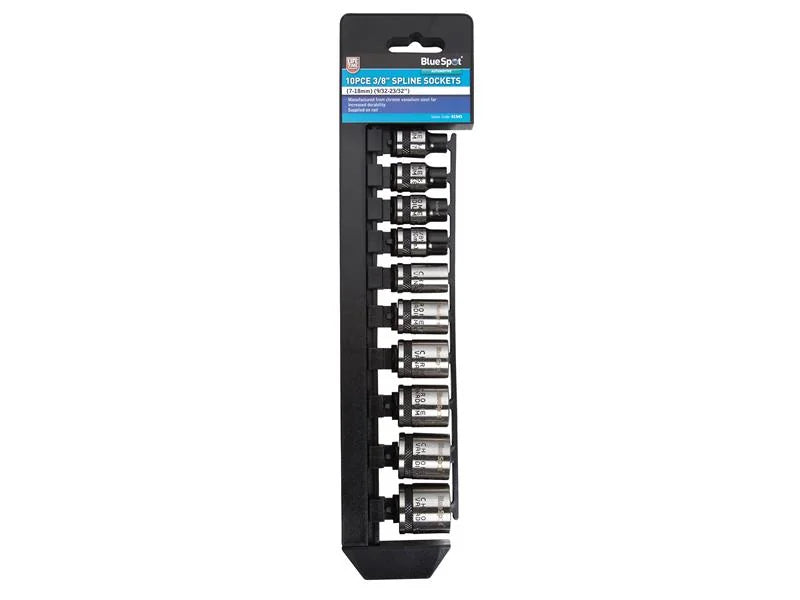 BlueSpot Tools 3/8in Drive Spline Socket Set Metric, 10 Piece - 1543