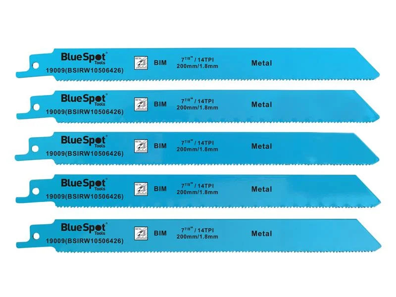BlueSpot Tools Bi-Metal Reciprocating Saw Blade 240mm x 5 TPI (Pack 5) - 19009