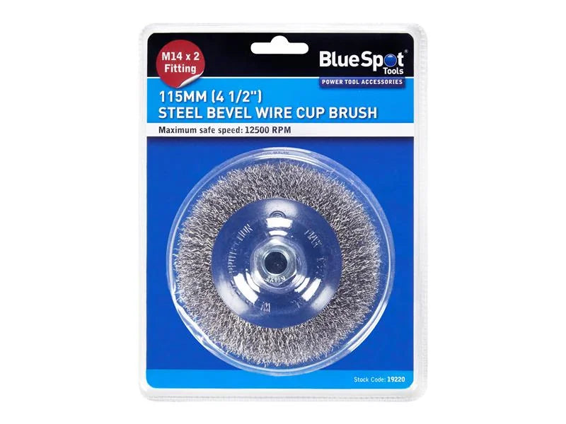BlueSpot Tools Steel Bevel Wire Cup Brush 115mm M14 X 2 - 19220