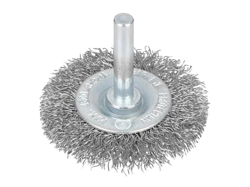 BlueSpot Tools Flat Steel Wire Wheel Brush x 6mm Arbor 50-75mm