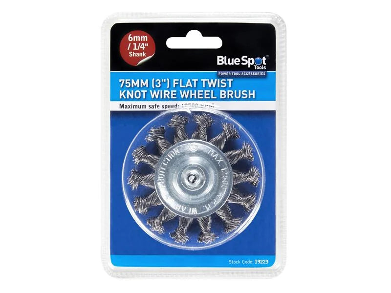 BlueSpot Tools Flat Twist Knot Wire Wheel 75mm - 19223