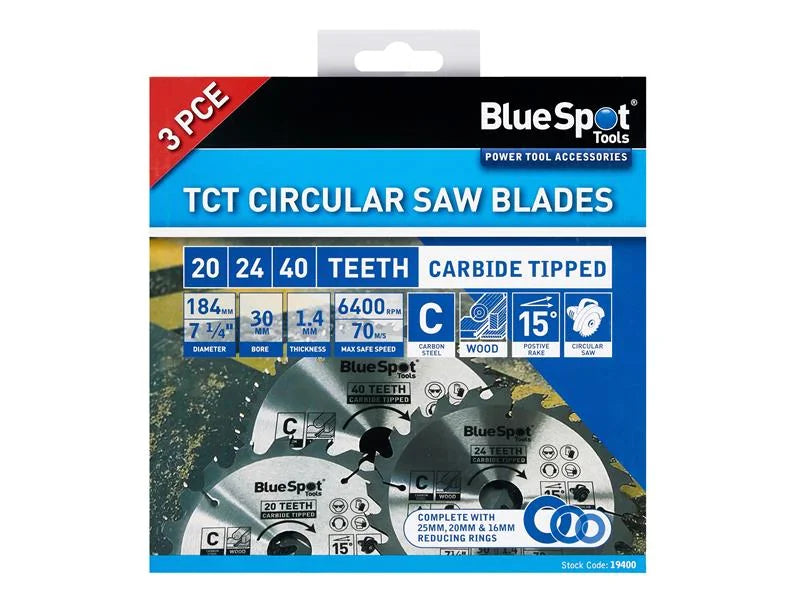 BlueSpot Tools Circular Saw Blade Set, 3 Piece 184-210mm
