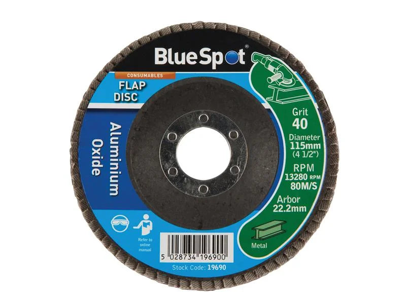 BlueSpot Tools Sanding Flap Disc 115mm 40 Grit - 19690